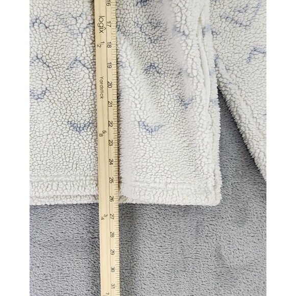 Victorias Secret Pink Sweater Womens Medium Blue White Fair Isle 1/4 Zip Sherpa - Picture 5 of 10